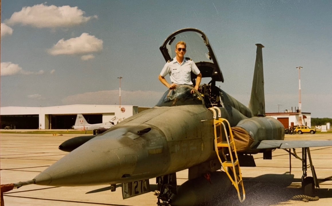 Ty Shattuck with a CF-5 jet aircraft — RCAF officer